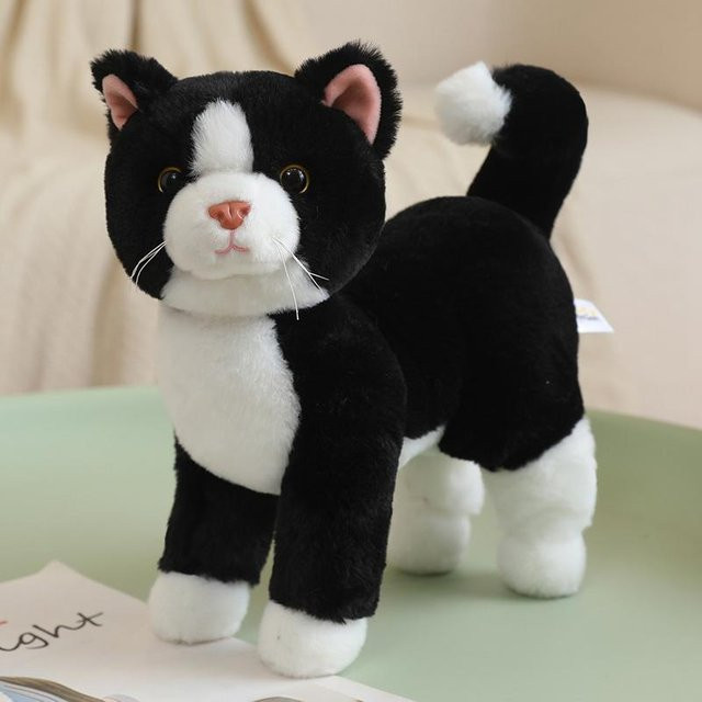 Yiran toy Katzen-Spielzeug, Plüschtier, Schwarz Weiß Orange Gestreift, 25cm, ab 14 Jahre - Bild 1