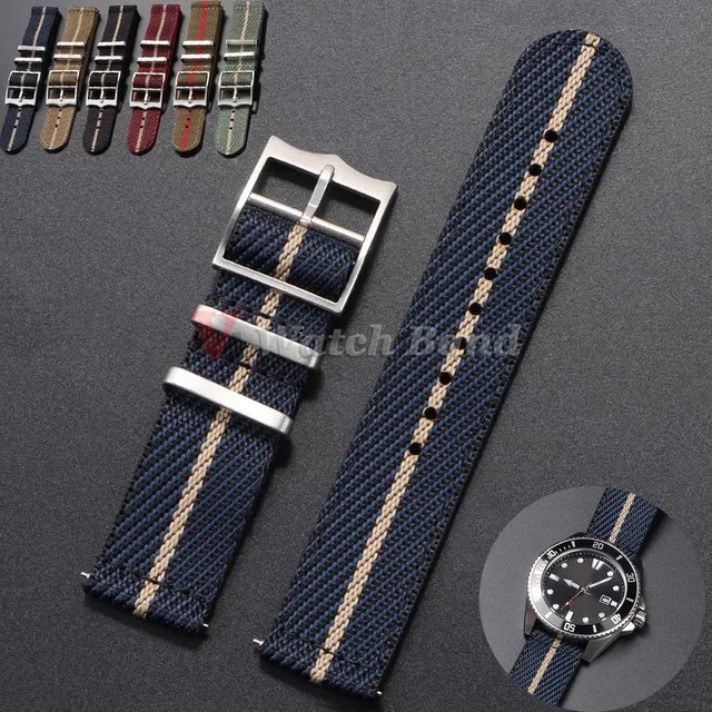 Uhrenarmband Nylon, Textil/NATO, Schwarz, Herren, 20 22 mm - Bild 1