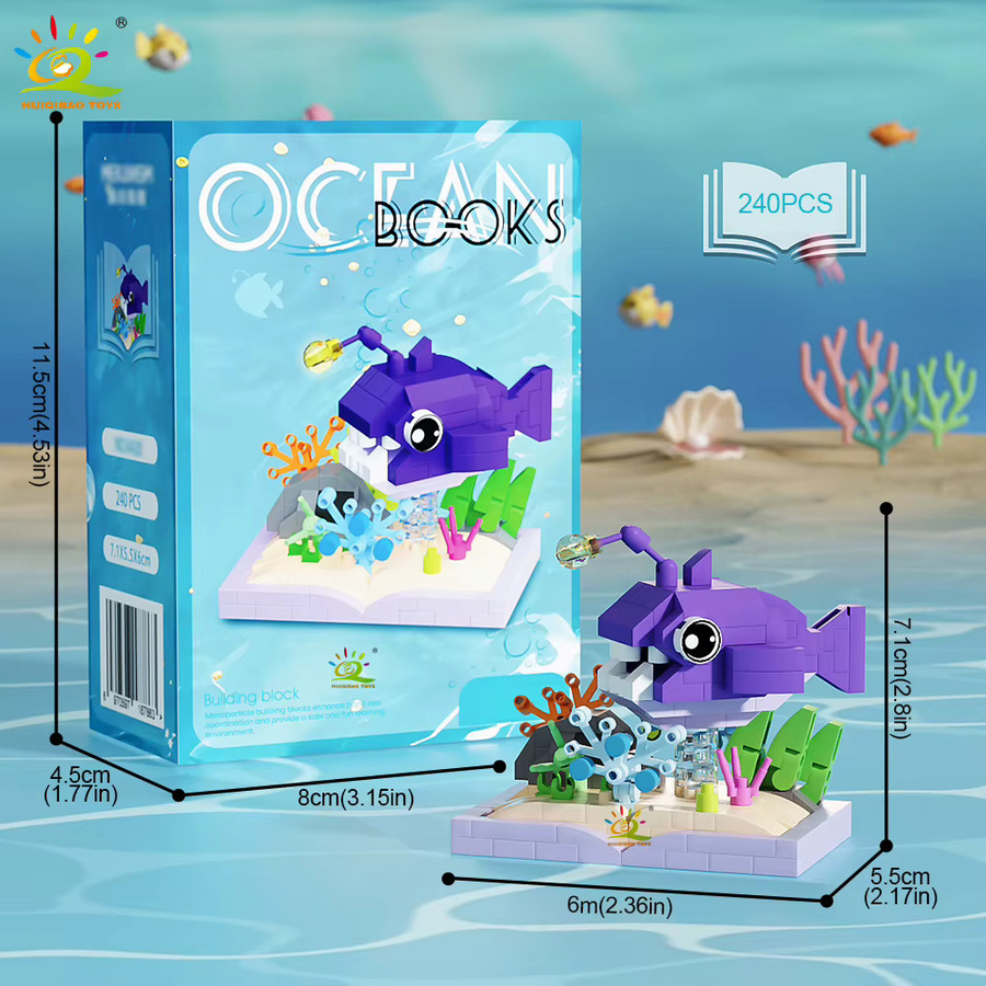HUIQIBAO Ocean Series Micro Building Block Orcas Lantern Fish Blue Whales, Mini Brick Set - Bild 2