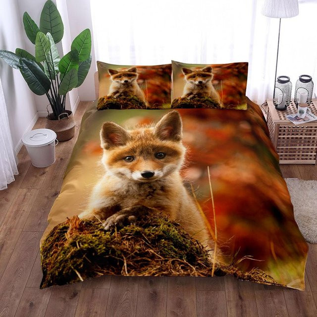 Bettwäsche-Set mit Fuchs-Motiv von Binchi Outdoor Product, mehrfarbig, aus Mikrofaser, B/H: 140 x 200 cm - Bild 1