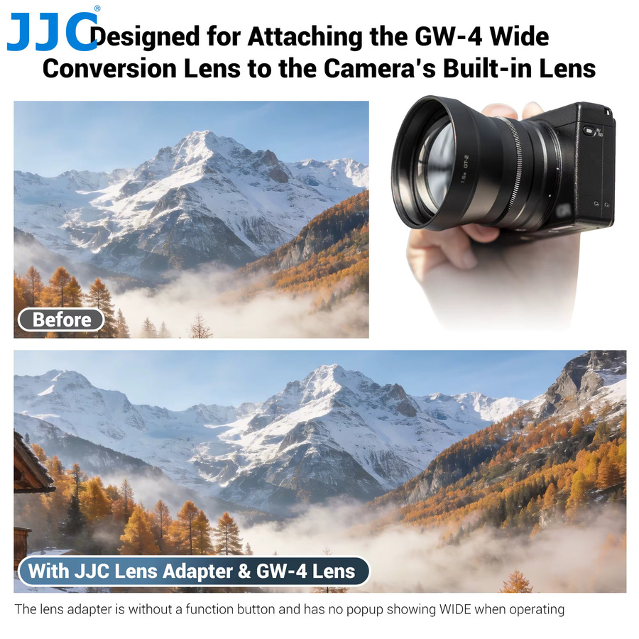 JJC Objektivadapter Ersatz für Ricoh GA-3, passend für Ricoh GR IV HDF Monochrome GR4, für GW-4 Weitwinkel-Konvertierungsobjektiv und 49-mm-Filteradapter, Schwarz - Bild 2