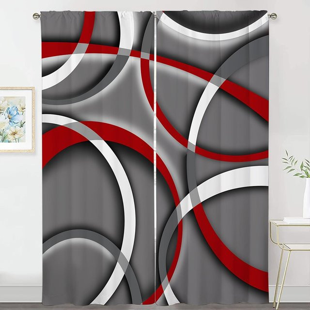 Yiran Furniture Schachbrettgardine aus Polyester in Schwarz-Weiß mit geometrischem Muster, 2er-Set, B: 60 cm, H: 50 cm pro Stück - Bild 1