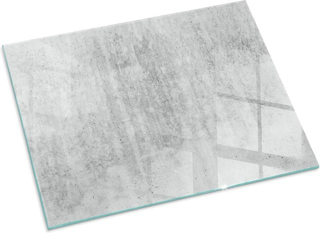 Tulup Glasplatte für Kamin und Öfen in Grau mit Rohbetonstruktur, B: 80 cm, H: 60 cm - Bild 1