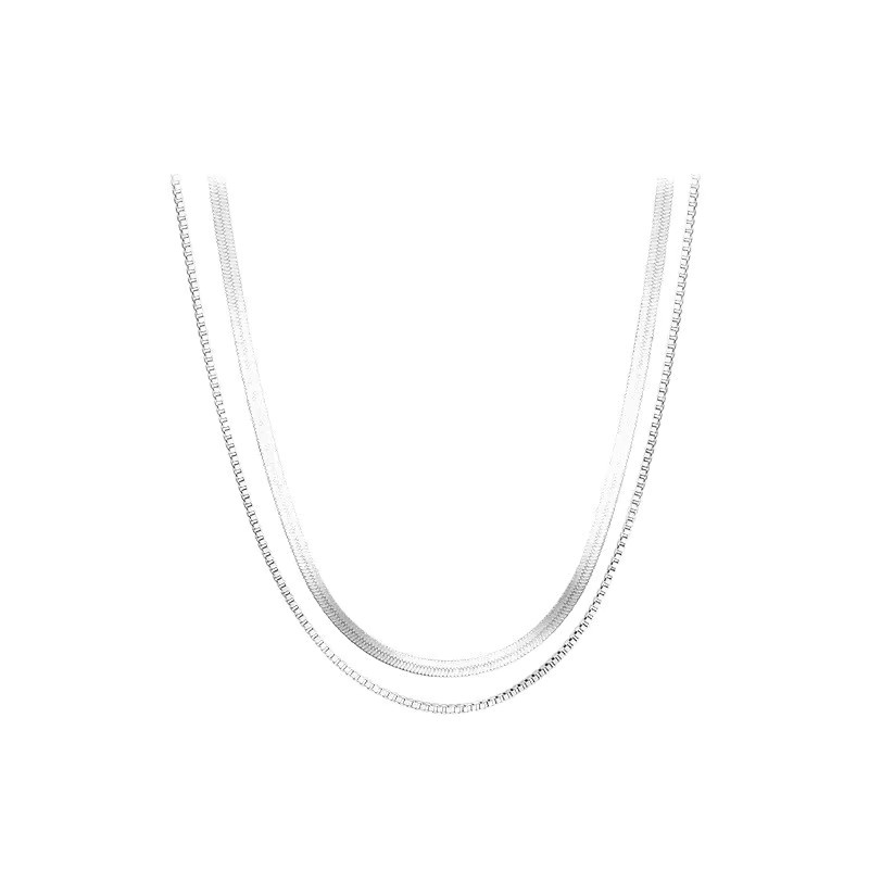 Halskette 925 Silber, Doppellagig, Schlangenkette, Damen - Bild 3