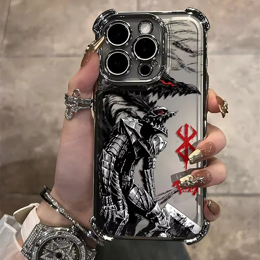 TOPTOY Berserk Guts Hot Blood Anime Schutzhülle für iPhone 11 bis 16 Pro Max mit Airbag-Schutzfunktion - Bild 1