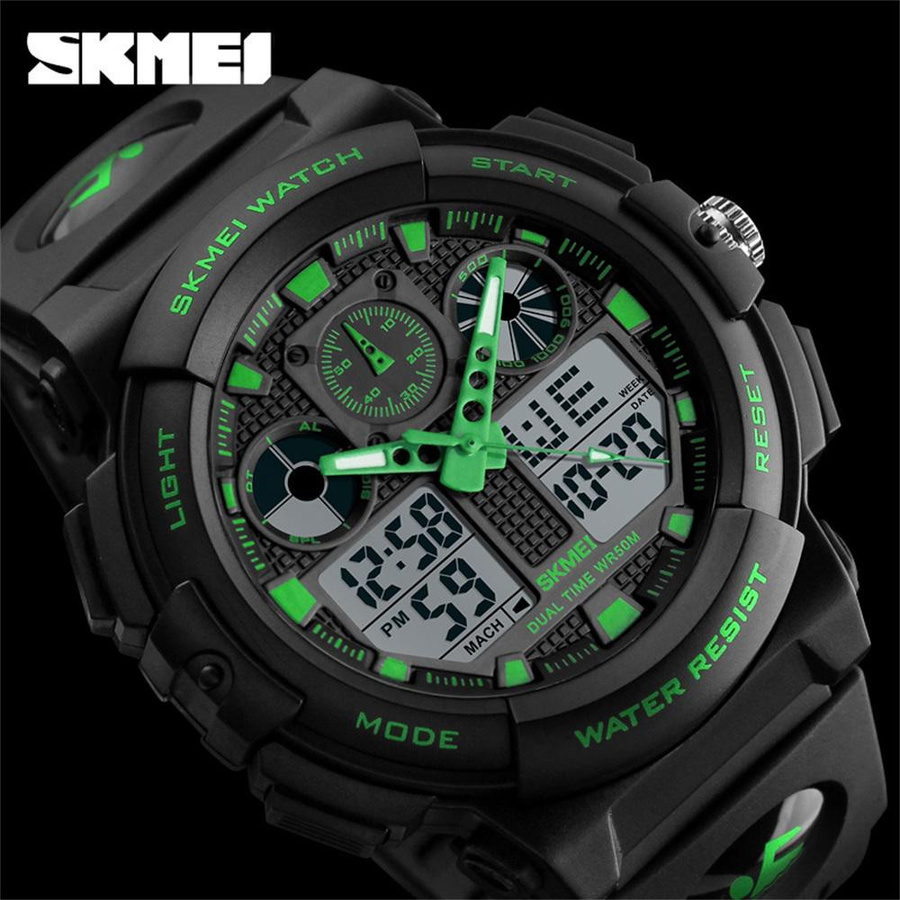 SKMEI Armbanduhr Quarz, Analog-Digital, Kunststoff, Grün, Herren - Bild 2