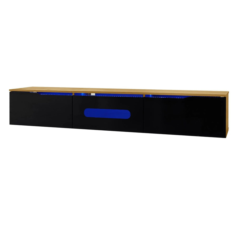 okwish TV Schrank mit LED Beleuchtung in Schwarz für dein Wohnzimmer, B/T/H: 180 x 35 x 30 cm - Bild 2
