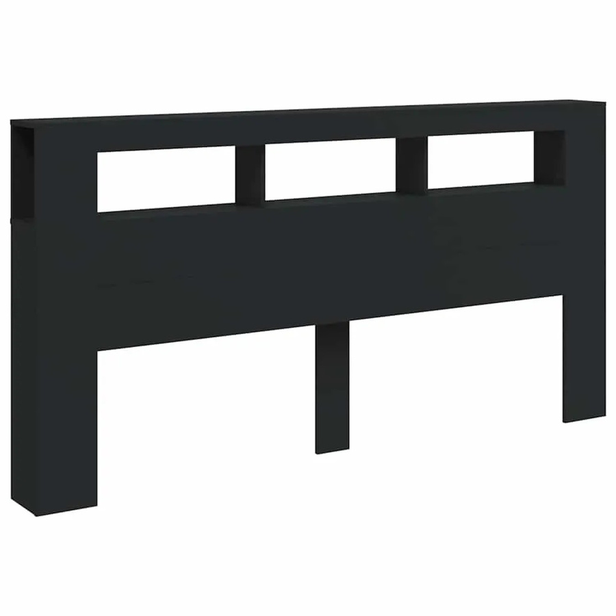 vidaXL Modernes LED-Kopfteil aus Holzwerkstoff in Schwarz mit USB-Ladeport, B/H: 200 x 103,5 x 18,5 cm - Bild 2