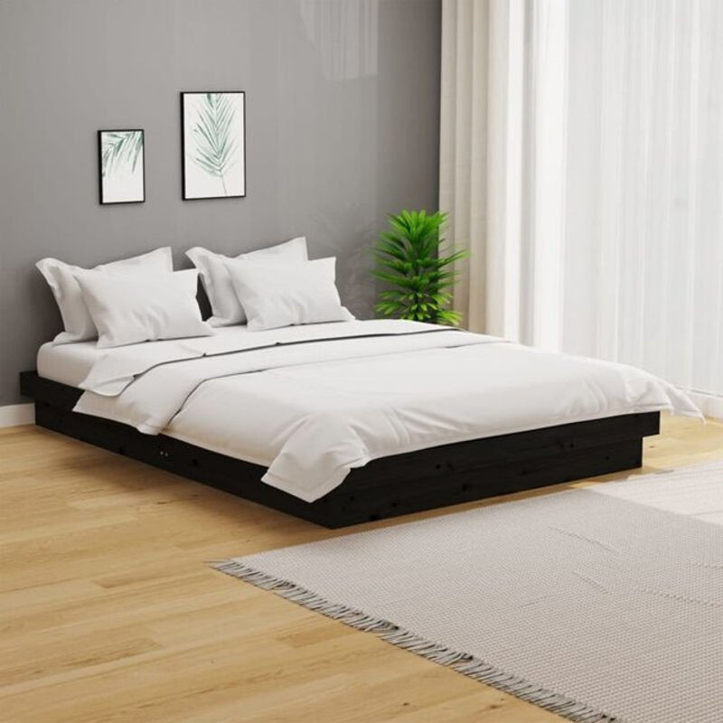 Massivholzbett aus Kiefer in Schwarz von Vidaxl im Landhausstil, B/T: 135 x 190 cm - Bild 1