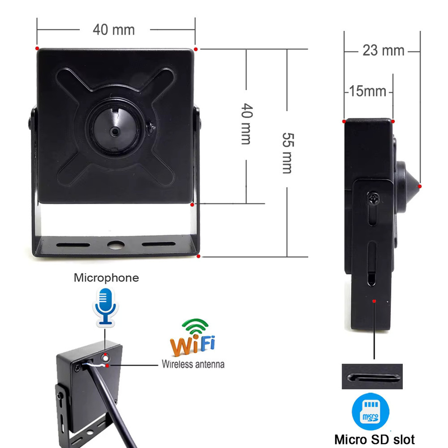 JIENUO MINI Drahtlose IP Kamera 5MP HD mit Audio und Wifi, Schwarz - Bild 2