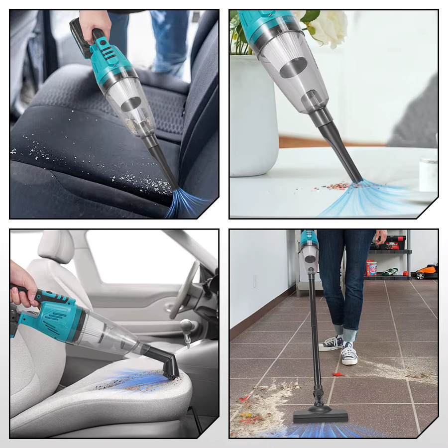 YOFIDRA 2-in-1 Akku-Staubsauger für Makita 18V, kabelloser Handstaubsauger für Haushalt und Auto, 1500W, 12KPA, Türkis - Bild 2