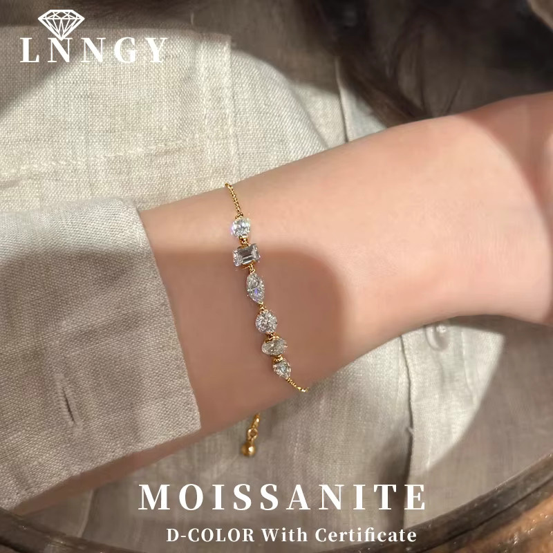 Lnngy Armband, 14 Karat Gold gefüllt, Moissanit, Zirkonia, Damen - Bild 3