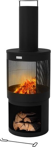 ML-Design Gartenkamin mit Schornstein aus Stahl in Schwarz für den Outdoor-Bereich, Höhe: 131 cm, Durchmesser: 45 cm - Bild 1