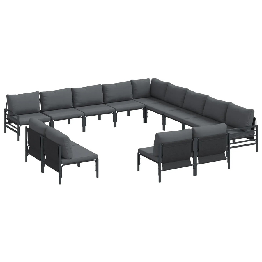 vidaXL Garten-Sofa-Set 13-teilig in Anthrazit aus pulverbeschichtetem Stahl mit UV-beständigen Polstern - Bild 2