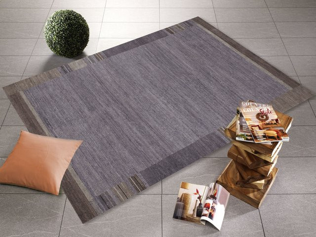 Nepal-Teppich ELEGANT GANY in Grau aus Wolle und Viskose, modern und abstrakt, B/T: 250 x 200 cm - Bild 1