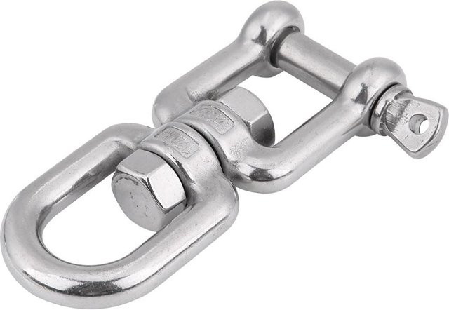 Hochbelastbarer Wirbelring-Schnappschäkel aus 304 Edelstahl in Silber/Weiß, Durchmesser: 12 mm - Bild 1