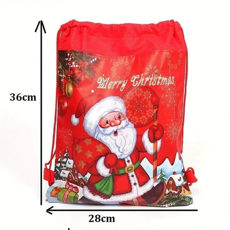 5 Stück Weihnachtliche Santa Claus Geschenktaschen aus Textil in Rot mit Kordelzug zur Aufbewahrung von Spielzeug und Geschenken - Bild 2