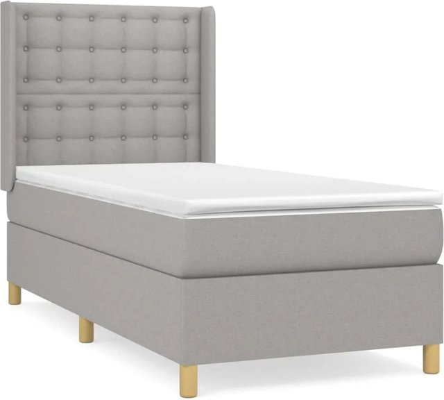 vidaXL Boxspringbett Hybrid mit Matratze und Taschenfederkern in Hellgrau, B/T/H: 90 x 190 x 200 cm - Bild 1