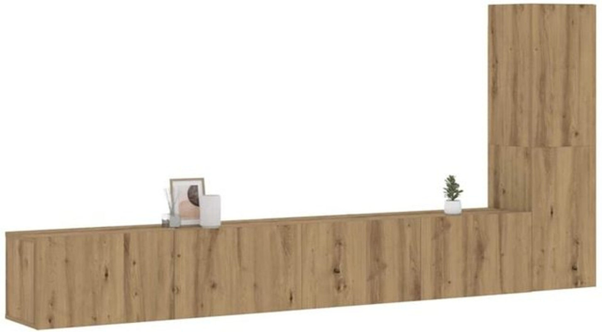 Vidaxl Set aus 3 TV-Wandschränken in Eiche Natur Braun aus Holzwerkstoff mit Drehtüren im modernen minimalistischen Design - Bild 1