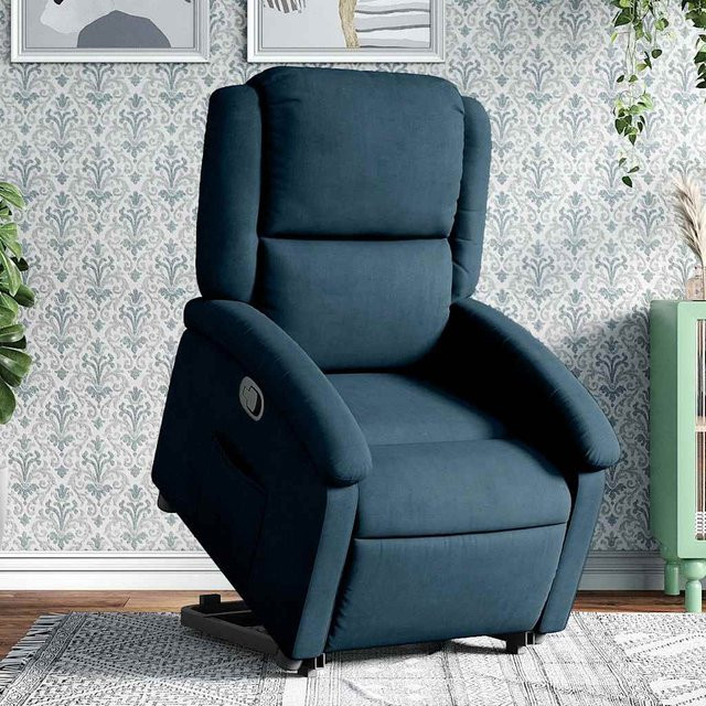 vidaXL Relaxsessel mit Aufstehhilfe in Blau aus Samt mit Armlehnen - Bild 2
