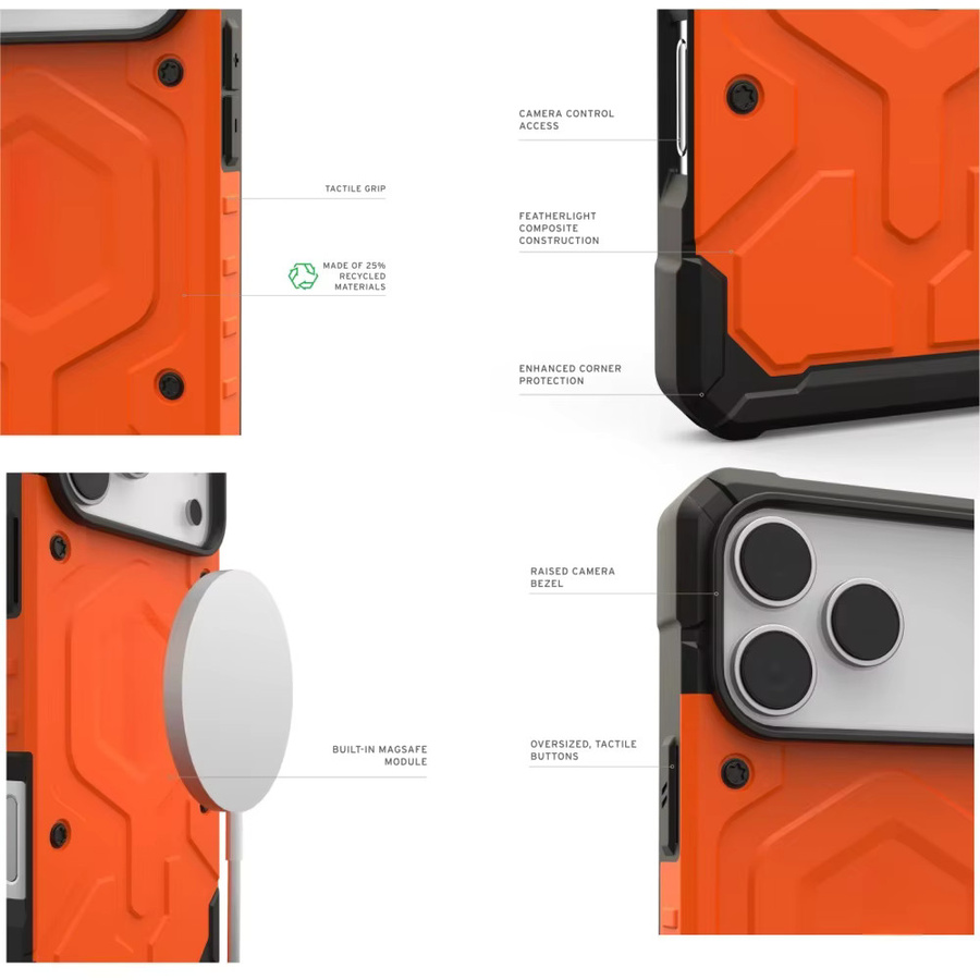 Pathfinder Series Militärische Heavy-Duty Stoßfeste Handyhülle für iPhone 17 Pro Max und 17 Air mit MagSafe Magnetischer Schutzabdeckung in Gelb und Orange - Bild 3