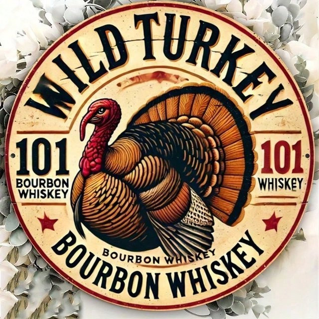 Wild Turkey Bourbon Whiskey Metallschild CIFBUY Vintage Wanddekoration Multicolor, Breite: 20,32 cm, Höhe: 20,32 cm - Bild 1