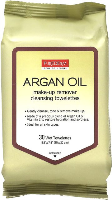 Purederm Make-up Entferner Reinigungstücher mit Arganöl, 30 Stück - Bild 1