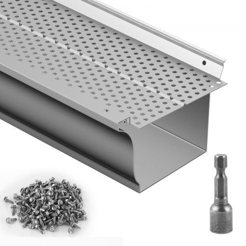 VEVOR Dachrinnenschutz aus Aluminium in Silber, 52 Stück, Gesamtbreite: 12,7 cm, Gesamtlänge: 63,4 m - Bild 1