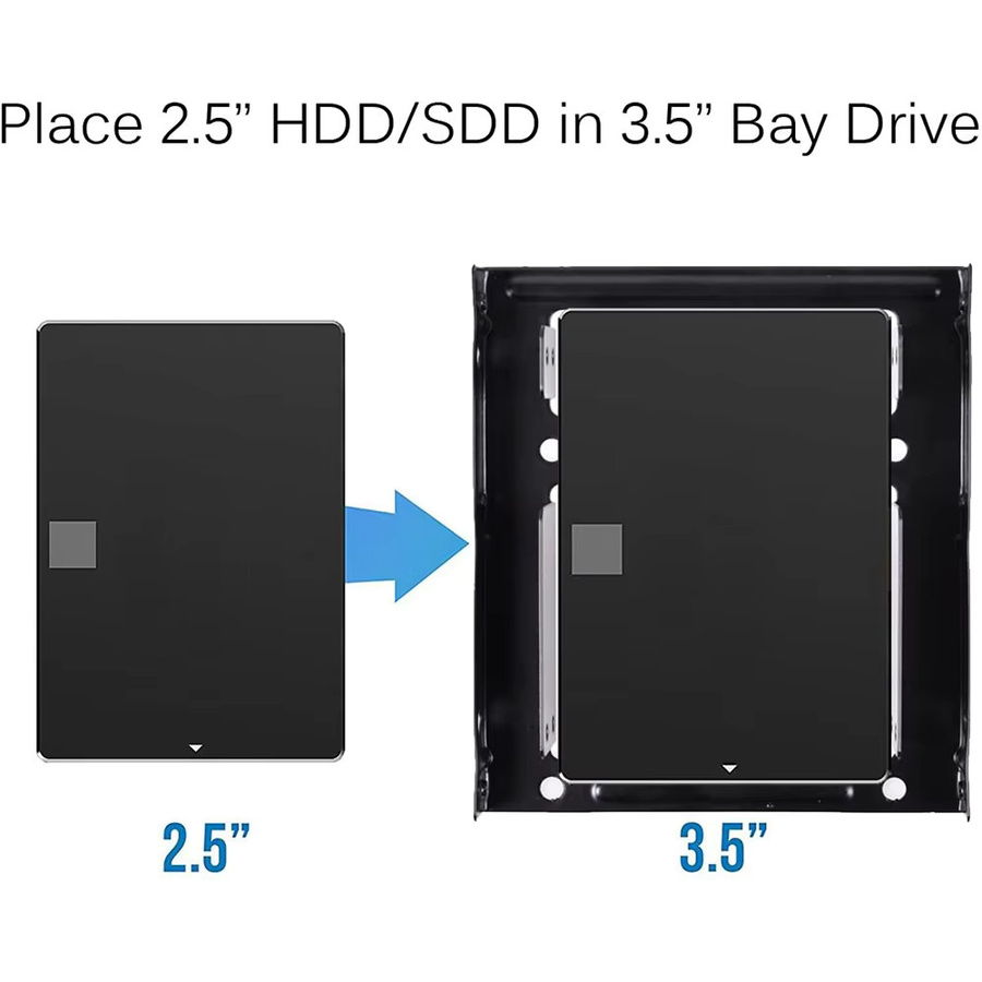 Ninth World SSD-Montagehalterungsadapter 2,5 auf 3,5 Zoll Set mit SATA-Kabel und SATA-Stromkabel, Schwarz - Bild 3