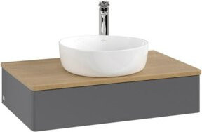 V&B Waschtischunterschrank Antao ohne Frontstruktur in Eiche Honig lackiert, B/T/H: 80 x 50 x 19 cm - Bild 1