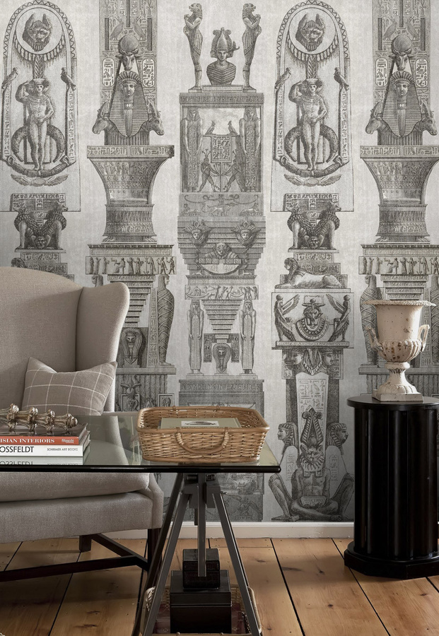 MINDTHEGAP Wandtapete Egyptian Columns Mural in Grau, Non-Woven, Breite: 300 cm, Höhe: 300 cm - Bild 1