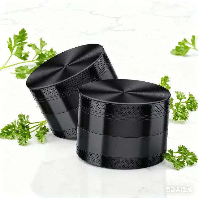 FEB.WIND 4-lagige Kräuter-Gewürzmühle aus Metall in Schwarz, 40 mm Durchmesser - Bild 1
