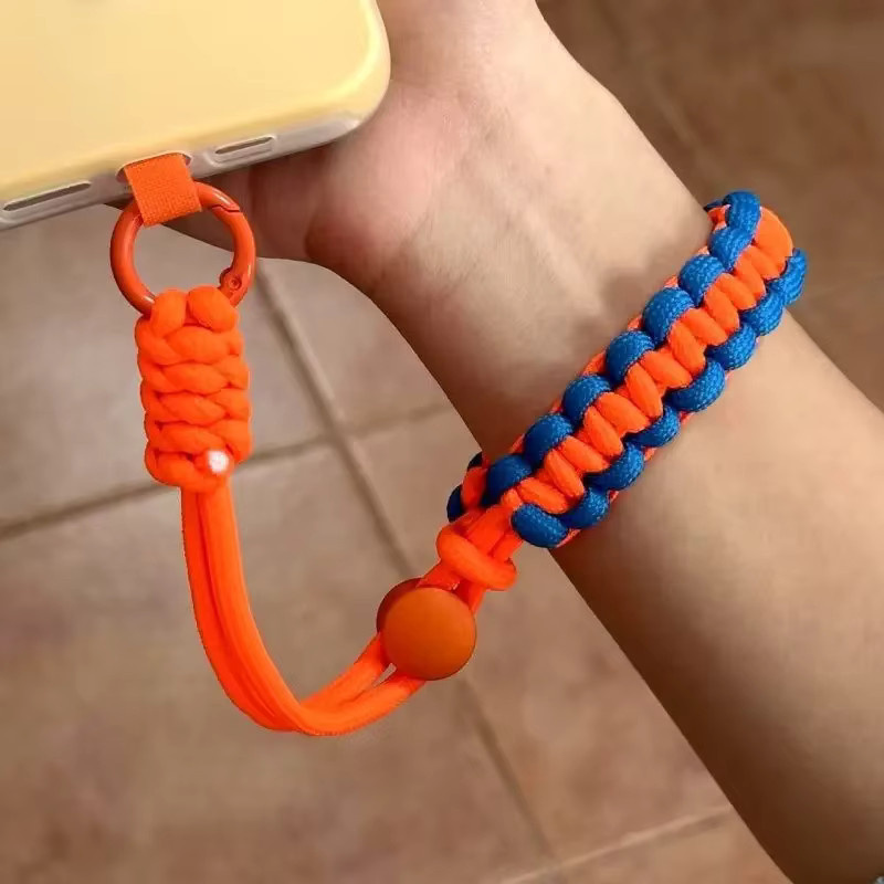 Handgewebtes Tutew Handy-Lanyard als verstellbare Handschlaufe für Outdoor-Sport in Orange und Blau - Bild 2
