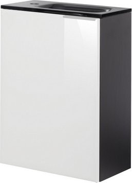 FACKELMANN Waschplatz-Set SBC Gäste Bad in Anthrazit und Weiß mit Glas, Breite: 45 cm, Höhe: 61,5 cm, Tiefe: 25 cm - Bild 1