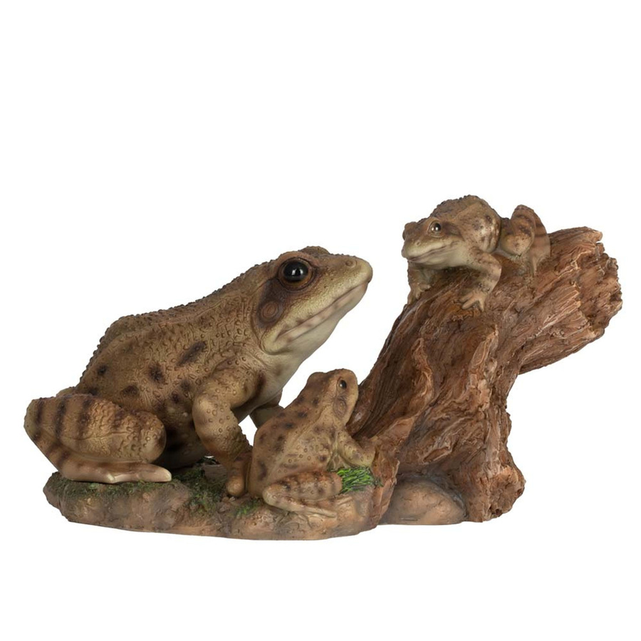 HotAnt Deko-Figur Verspielte Frösche auf Baumstumpf in Braun aus Polystone - Bild 2