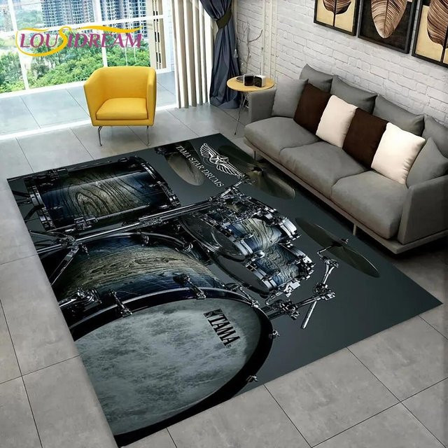 Schlagzeug Teppich von Wucifang Jewelry in Schwarz, rutschfest und waschbar, B/T: 60 x 40 cm - Bild 1