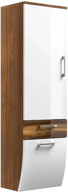 Posseik Bad-Hochschrank Rima in Walnuss mit Soft-Close-Türen und internen Regalen, Breite: 40 cm, Höhe: 134,5 cm - Bild 1