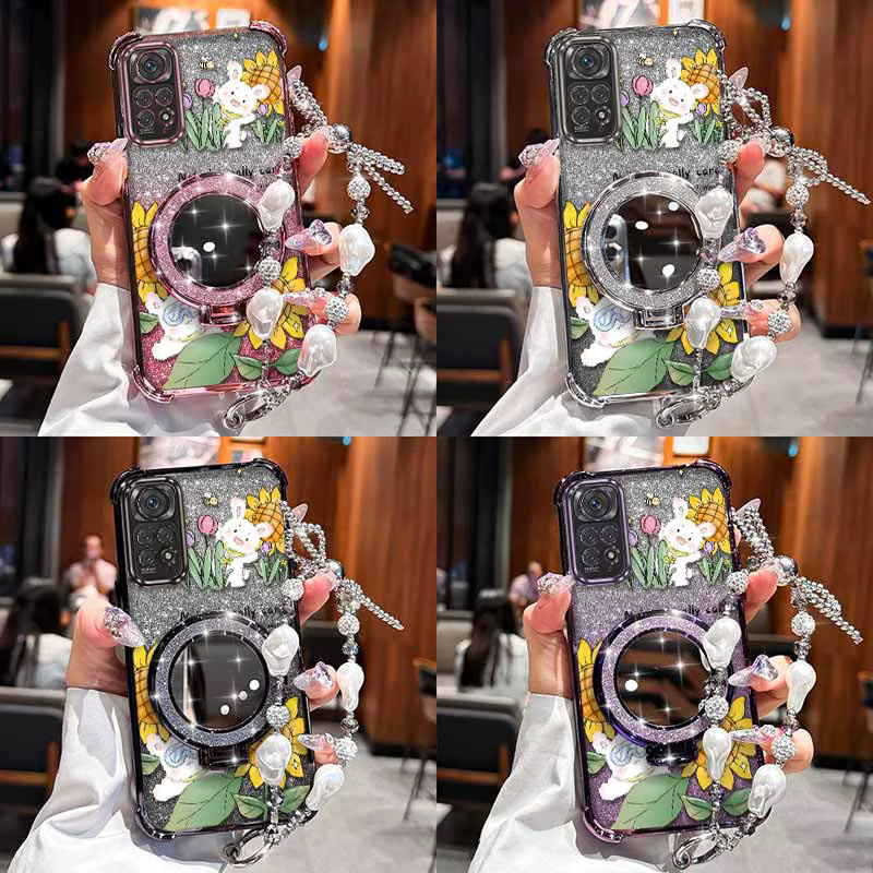 Xiaomi Handyhülle Happy Rabbit mit Lanyard für Redmi Note 11 Pro Plus, 10T, 10, 9 Pro Max in Pink und Multicolour - Bild 3