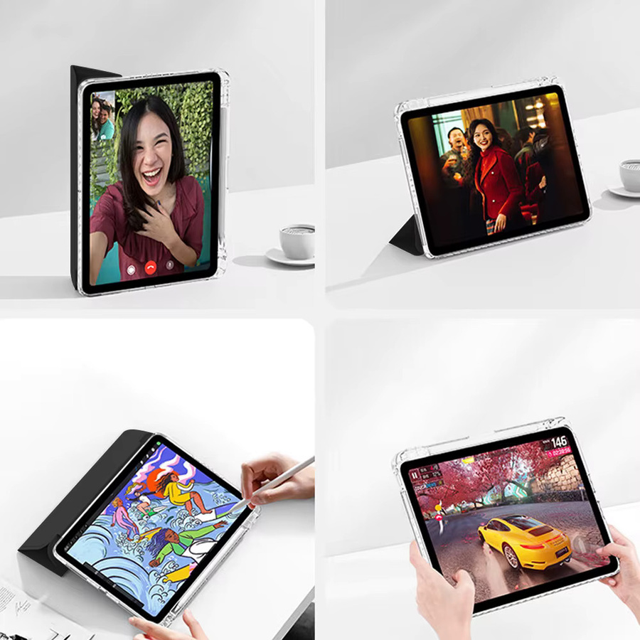 EMTRA Trifold Acryl Hard Cover Hülle für iPad Air 13 Zoll und 11 Zoll sowie iPad 10.2 und 9.7 in Transparent und Blau - Bild 5