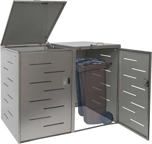MCW Mülltonnenverkleidung E83 Mülltonnenbox aus Edelstahl in Silber, erweiterbar, B/T/H: 116 x 141 x 98 cm - Bild 1