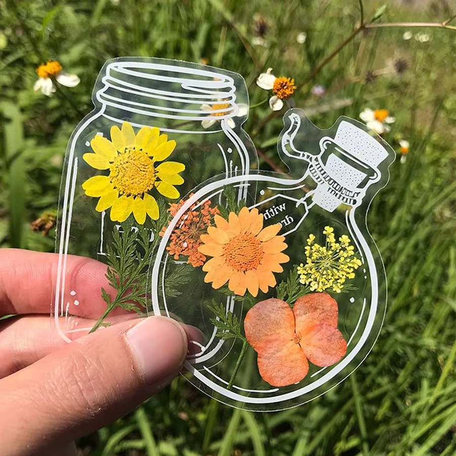 30 Stück transparente DIY Herbarium Lesezeichen mit getrockneten Blumen aus Kunststoff - Bild 2