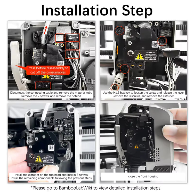 Bambu Lab Gehärtete Stahl-Extrudergetriebeeinheit für X1, X1C, P1P und P1S in Schwarz - Bild 3