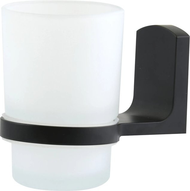 Spirella Glasbecher Taku Schwarz Matt B: 6,6 cm, T: 9,5 cm, H: 10,3 cm - Bild 1