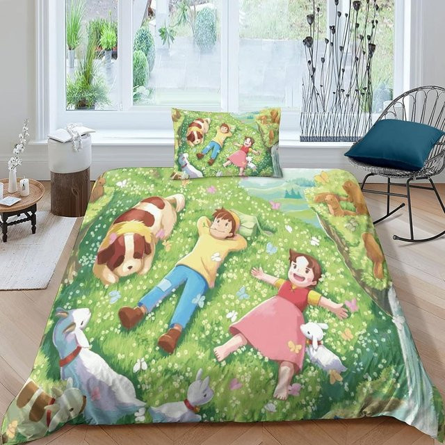 2-teiliges Mädchen Bettwäsche-Set Heidi mit 3D-Druck aus weicher Mikrofaser, Deckenbezug und Kissenbezug, B/H: 135 x 200 cm, Mehrfarbig - Bild 1