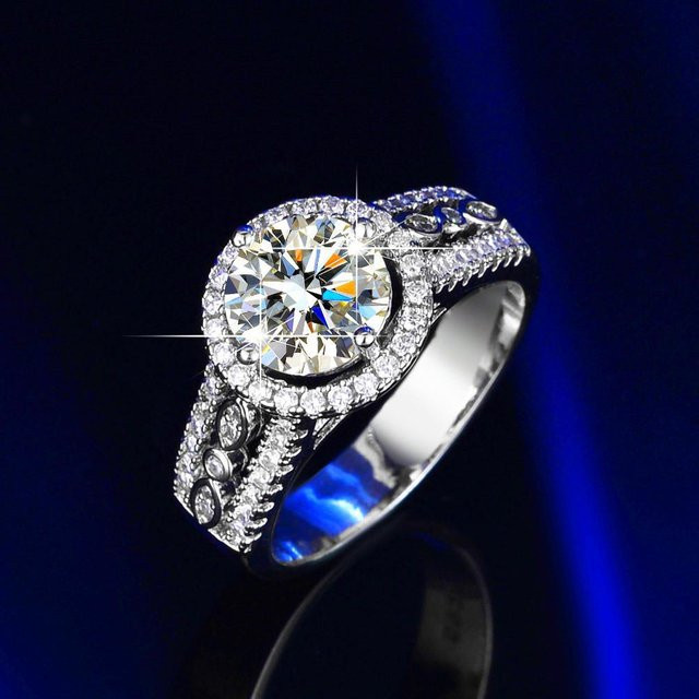 Ring Weißgold, Moissanit, Diamant, Damen - Bild 1