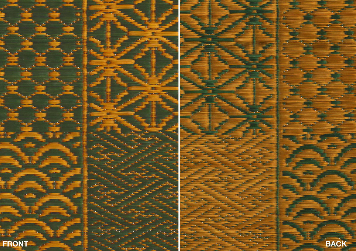 Jannelli & Volpi Wallpaper Hiroma 6312 abstrakte Tapete in Grün, Gelb und Multicolour mit orientalischem Streifenmuster und Textiloptik - Bild 1