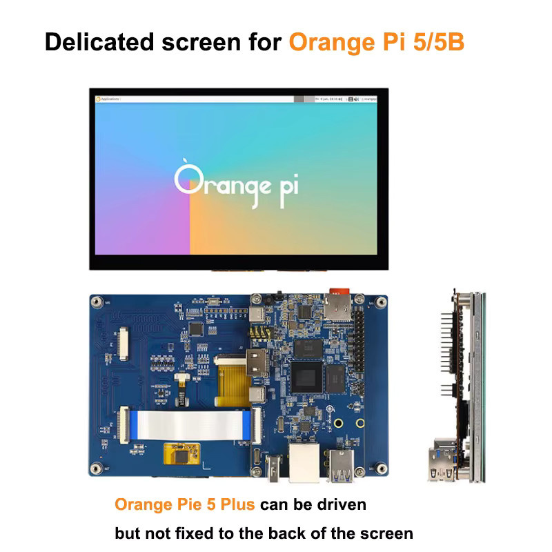 Orange Pi 7,0 Zoll IPS MIPI DSI TFT Display Panel mit kapazitivem Touchscreen in Schwarz für Orange Pi 5, 5B, 5Plus und 5 Max (1024x600) - Bild 2