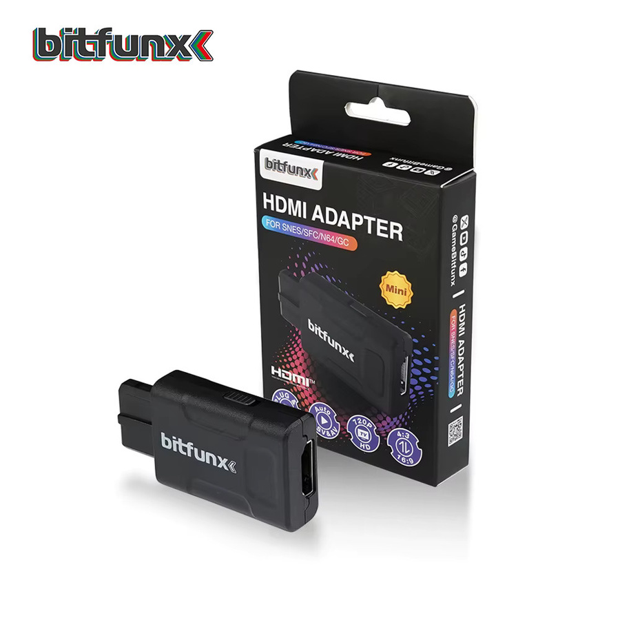 Bitfunx SV Composite AV-zu-HDMI Konverter in Schwarz für N64, SNES, SFC und NGC Spielekonsolen mit 720P und 1080P Unterstützung - Bild 2