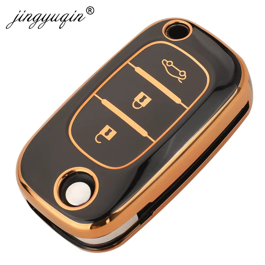 TPU Flip Auto Schlüssel Hülle in Schwarz für Renault, Clio, Megane, Kangoo, Lacia, LADA, Largus, Kalina, Granta, Vesta, X-Ray und Smart fortwo - Bild 2