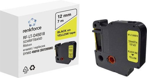 Renkforce Beschriftungsband RF-LT-D45018 kompatibel mit DYMO D1, Breite: 12 mm, Länge: 7 m, Farbe: Gelb mit schwarzer Schrift - Bild 1